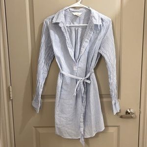 Light blue striped maternity top